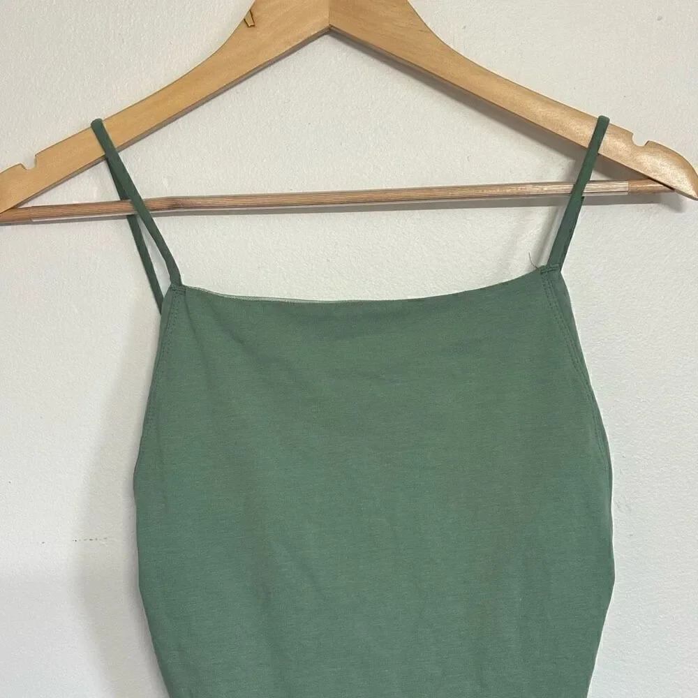 Free people bodysuit square neck green medium new